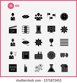 Mix Solid Glyph Icons Set For Infographics, Mobile UX/UI Kit And Print Design. Include: Cog, Gear, Settings, Setting, Flask, Lab, Test, Tube, Icon Set - Vector