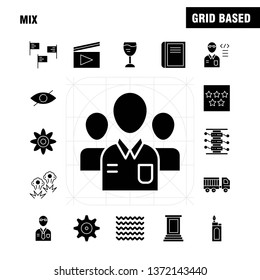 Mix Solid Glyph Icons Set For Infographics, Mobile UX/UI Kit And Print Design. Include: Cog, Gear, Settings, Setting, Flask, Lab, Test, Tube, Icon Set - Vector