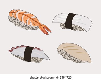 Mix sushi illustration.