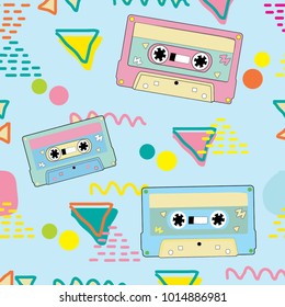 mix tape vector, cassette vector pattern