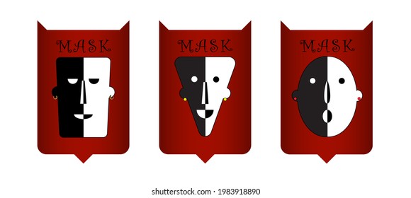 Mix tribal mask icon vector illustration isolated on white background.