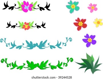 Mix of Tropical Flowers and Designs Vector