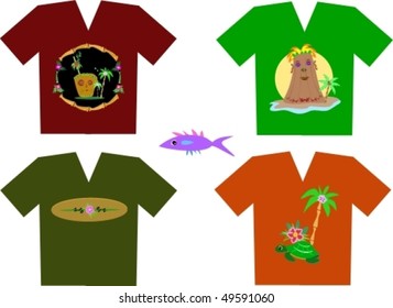 Mix of Tropical Shirts Vector