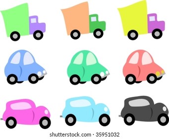 Mix of Trucks and Cars Vector