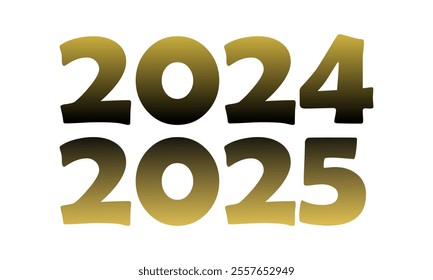 mix of two years "2024 2025" ready to be used in calender isolated on white background.