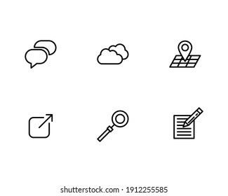 Mix UI Icon Set with Chat Bubble, Cloud, Pin Marker Location, Share Button, Magnifier, Edit Icon