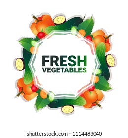 mix vegetable colorful circle copy space with pepper and cucumber organic over white pattern background healthy lifestyle or diet concept vector illustration
