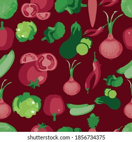 Mix Veggie Seamless pattern, Winter Season Mix Veggie Seamless Pattern