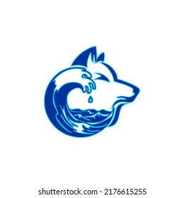 
a mix of wolf logo and sea waves