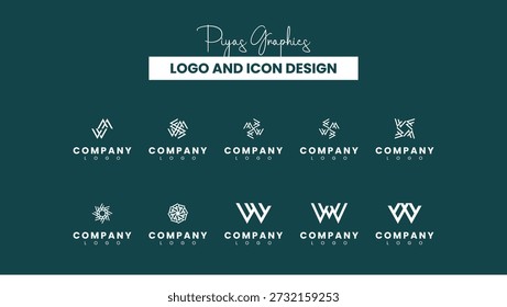 Coleção de ícones de logotipo abstrato misto