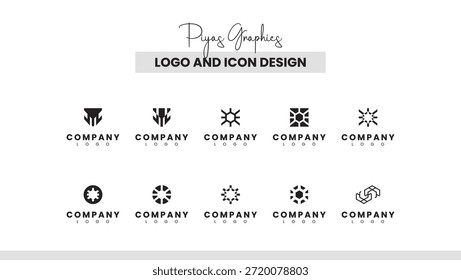 Coleção de logotipos de representação abstrata mista