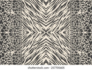 Mixed animal prints ,zebra skin with abstract pattern