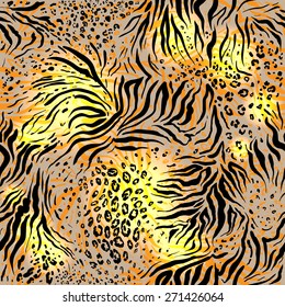 Mixed animal skin background. Seamless pattern