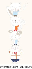Mixed animal vector graphic icon set