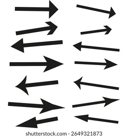 Mixed arrow icons. Varied direction symbols. Bold pointing Vector. Dynamic navigation set