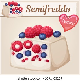 Mixed berries semifreddo icon. Cartoon vector food illustration