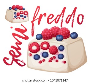 Mixed berries semifreddo icon. Cartoon vector food illustration isolated on white background