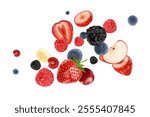 Mixed berries smoothies fruit splashing of Tropical fruits isolated on white background. Vector in 3D illustrations.