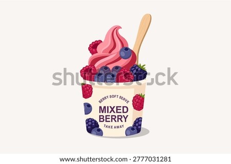 Mixed Berry Frozen Yogurt with Raspberry, Blueberry and Blackberry Topping