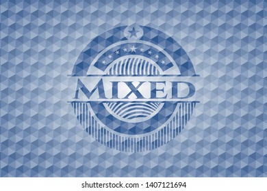 Mixed blue hexagon emblem. Vector Illustration. Detailed.