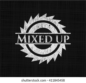 Mixed up chalk emblem, retro style, chalk or chalkboard texture