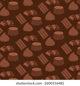 Mixed chocolates seamless pattern with candies. Vector