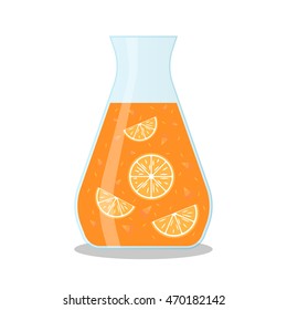 Mixed citrus and carrot smoothie in a glass jar. Healthy and wellness topic.