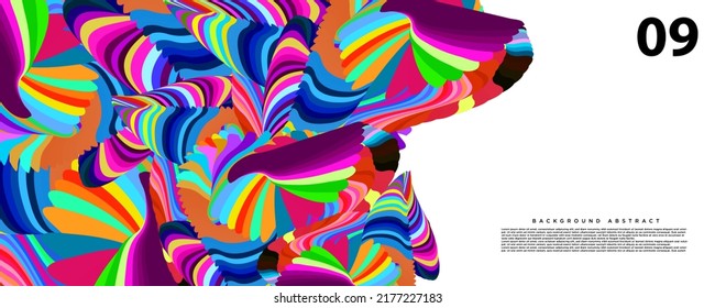 Fondo de fluido abstracto de color mixto. colorido arte único vector de fondo. para carteles, medios sociales, portadas de libros, afiches, galerías de arte y otros