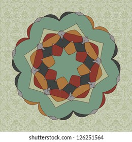 mixed color abstract ornament on the light green background