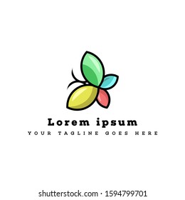 Mixed Color Blue, Green, Yellow, Red,  Butterfly Logo For Company Vector EPS 10