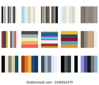 Mixed Color Combination Guide Set. Trend Color List Palette Shades. Vector Illustration RGB, CMYK.