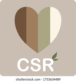 Farbtonherz mit CSR-Vektorgrafik, soziale Verantwortung von Unternehmen, Geschäftskonzept