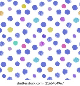 Mixed color watercolor dots seamelss pattern