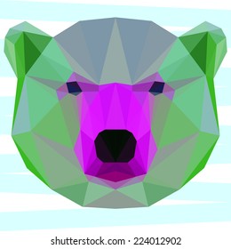 Mixed colored polygonal white bear background