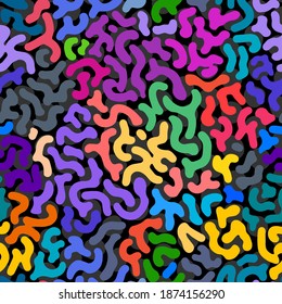 Manchas de colores mixtos patrón de mosaico sin fisuras. Fondo de encaje dibujado a mano. Pescado purificador colorido dibujado a mano del vector, como patrón sin fisuras. Textura de camaleón abstracto