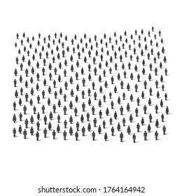 Mixed crowd of men and women. Asymmetric chaotic crowd. Population infographic element. People simple icons. Vector illustration.