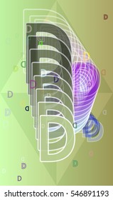 mixed decoration beside technology, D Alphabet among abstract miracle