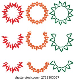 Mixed Decorative Shapes Collection Featuring Unique Floral Elements, Curved Symbols, Ornamental Patterns, Artistic Motifs, and Colorful Shape Variations for Creative Design, Decoration, and Illustrati
