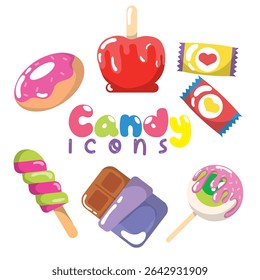Mixed dessert icons set. Vector illustration