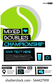 Mixed Doubles Championship (Flat Style Vector Illustration Sports Poster Design) Event Invitation with Venue and Time Details