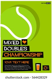 Mixed Doubles Championship (Flat Style Vector Illustration Sports Poster Design) With Text Box Template