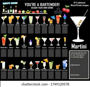 Mixed Drink Menu Design - Highly Detailed Illustrations