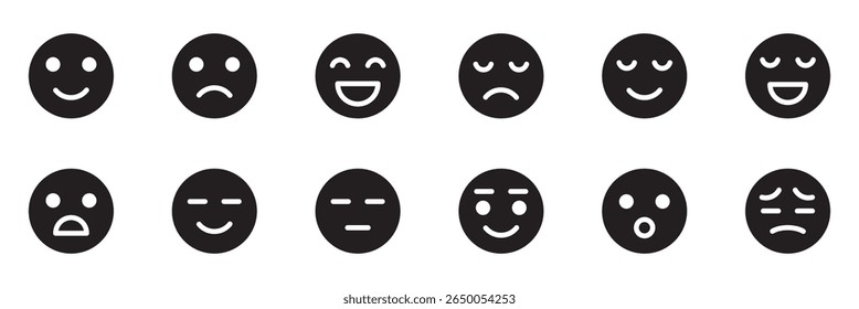 mixed emoji face expression set . Emoji faces collection. Emojis flat style. eps 10