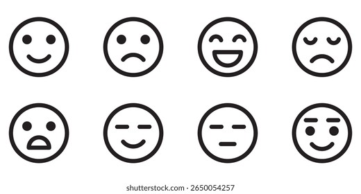 mixed emoji face expression set . Emoji faces collection. Emojis flat style. eps 10