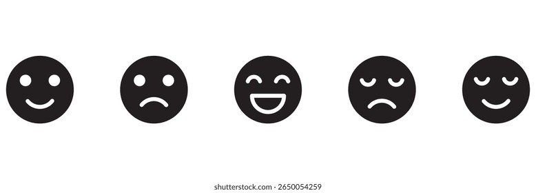 mixed emoji face expression set . Emoji faces collection. Emojis flat style. eps 10
