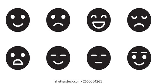 mixed emoji face expression set . Emoji faces collection. Emojis flat style. eps 10