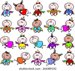 mixed ethnic babies seamless pattern 