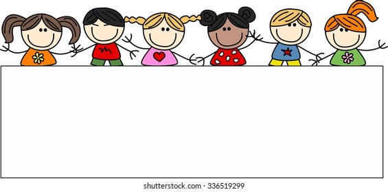 mixed ethnic children with a placard
