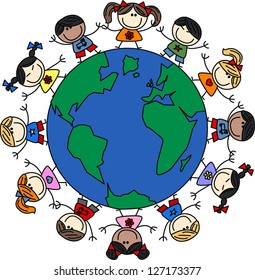 mixed ethnic happy children
