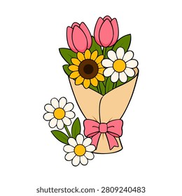 mixed flower bouquet mini scene vector